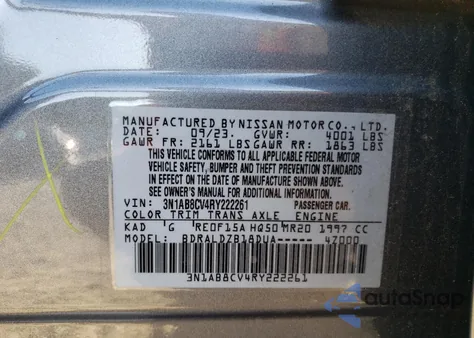 2024 Nissan Sentra Sv from USA, damaged, VIN 3N1AB8CV4RY222261